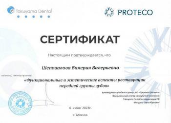 Сертификат врача Шеповалова В.В.