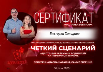 Сертификат врача Холодова В.С.