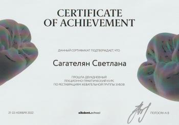 Сертификат врача Сагателян С.Х.