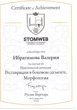 Сертификат врача Ибрагимова В.Е.