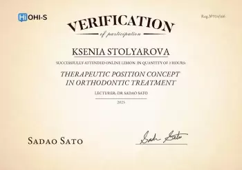 Сертификат врача Столярова К.А.