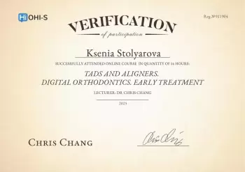 Сертификат врача Столярова К.А.