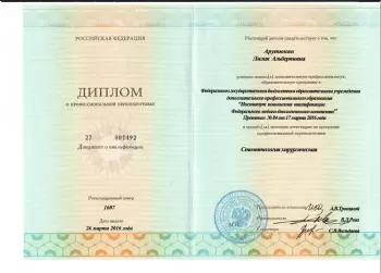 Сертификат врача Арутюнян Л.А.