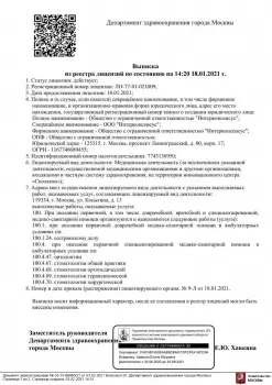 Сертификат отделения Косыгина 13