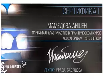 Сертификат врача Мамедова А.Г.